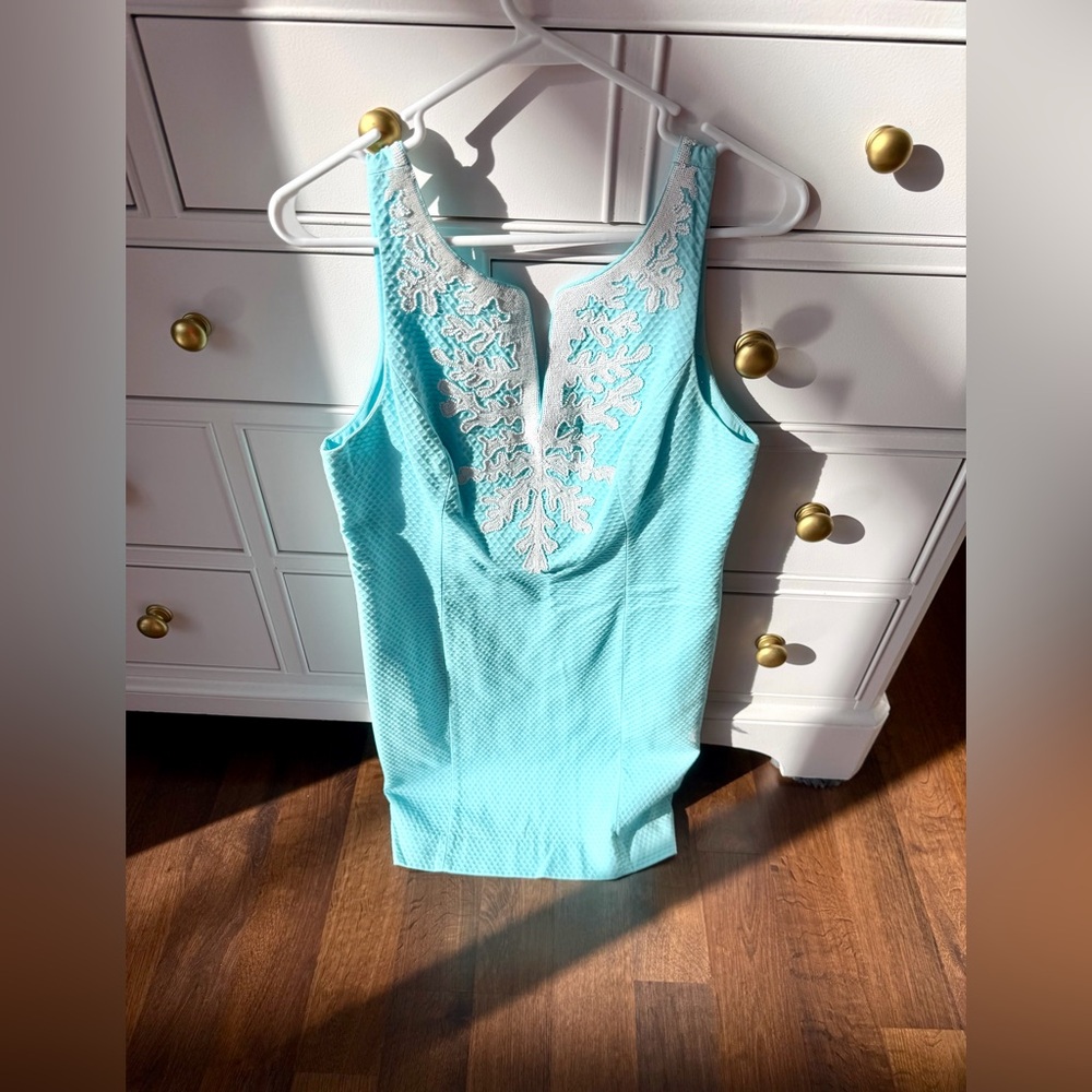 Lilly Pulitzer Turquoise Dress with White Detailing